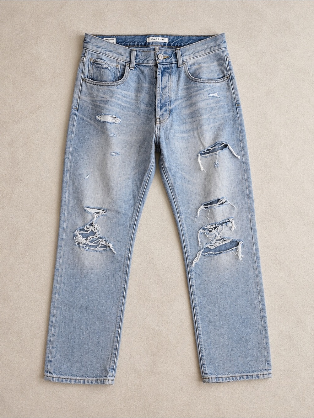 PacSun Vintage Loose Jeans Size 32 Light Wash Distressed Straight Leg
